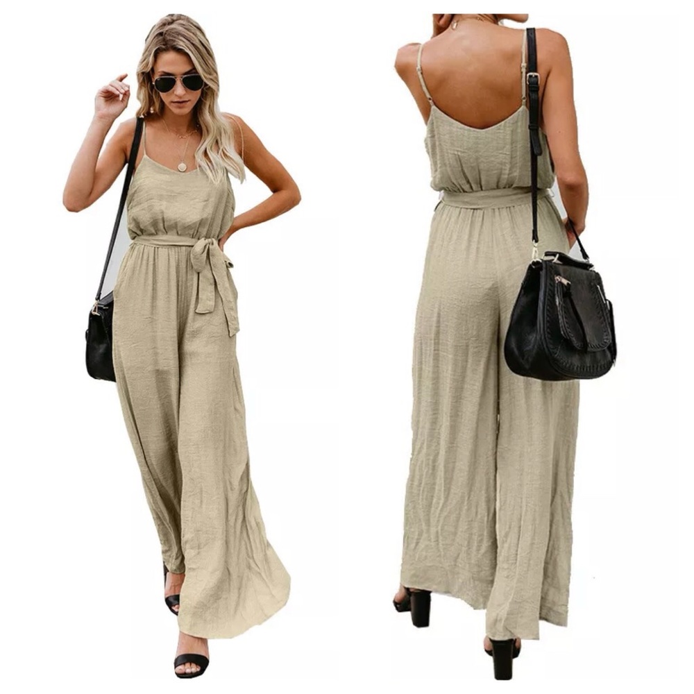 🆕 ↙️ TAN LINEN JUMPSUIT 🔹